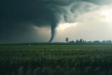 Fototapeta na wymiar Tornado Over Field generative Ai