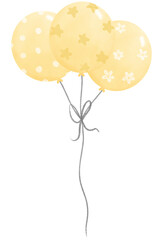 Sweet yellow pastel party balloon watercolour illustration

