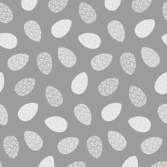 Easter seamless pattern with patterned Easter eggs in grayscale. Happy Easter. Springtime. Season