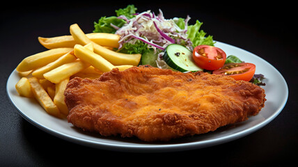 Experience Austria's Iconic Dish: Wienerschnitzel with Fries and Salad