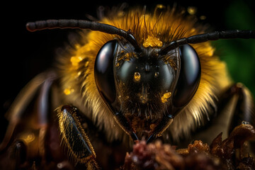 Macro of a bumblebee, AI generation