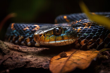 Fototapeta premium Close up of a snake, AI generation