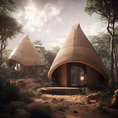 Cone house in the forest generative ai