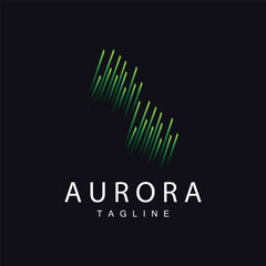 Aurora Logo, Simple Design Amazing Natural Scenery Of Aurora, Vector Icon Template, Illustration