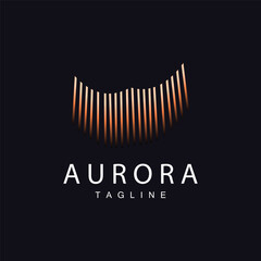 Aurora Logo, Simple Design Amazing Natural Scenery Of Aurora, Vector Icon Template, Illustration
