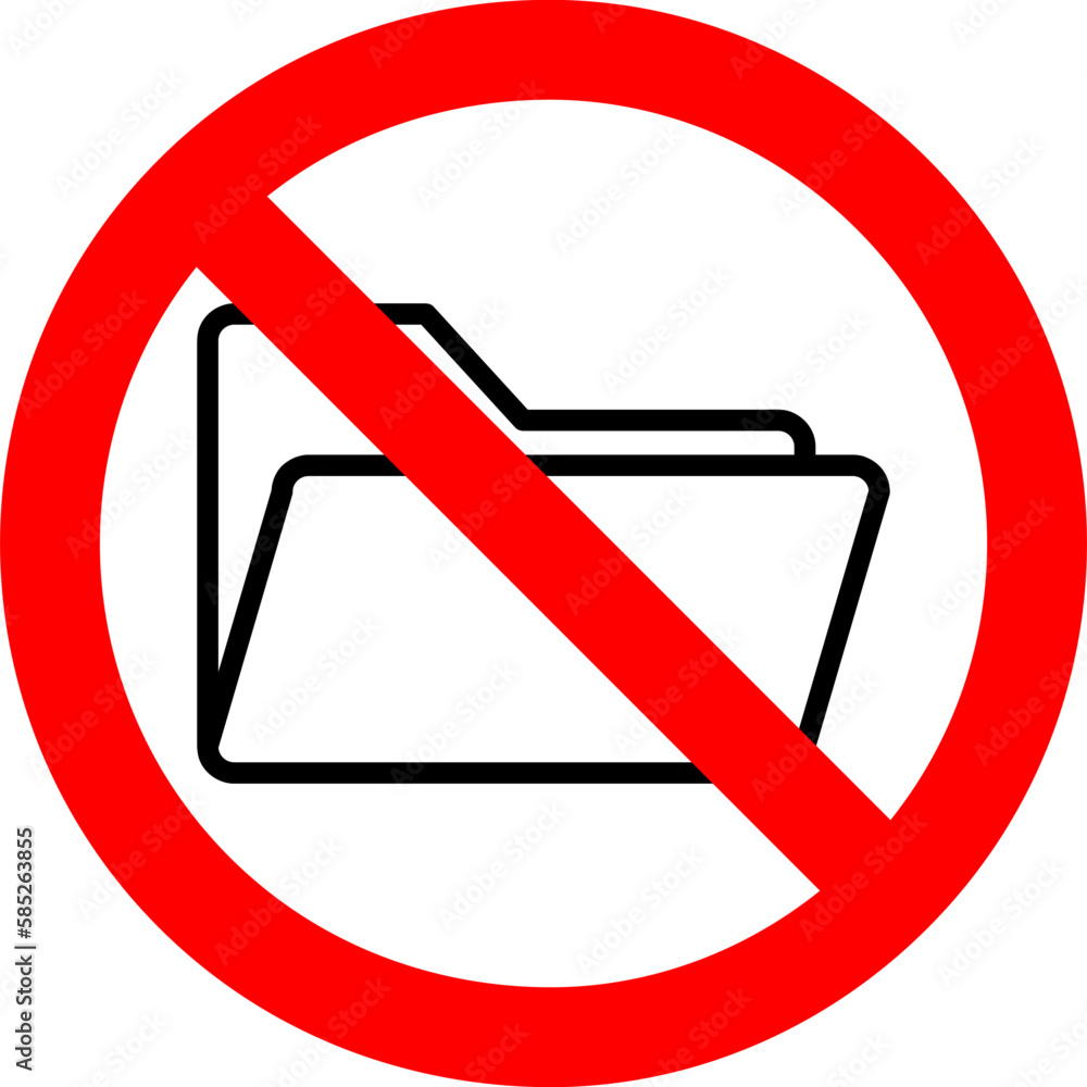Aufkleber forbidden sign with abstract folder icon isolated on white background. using folder is prohibited il