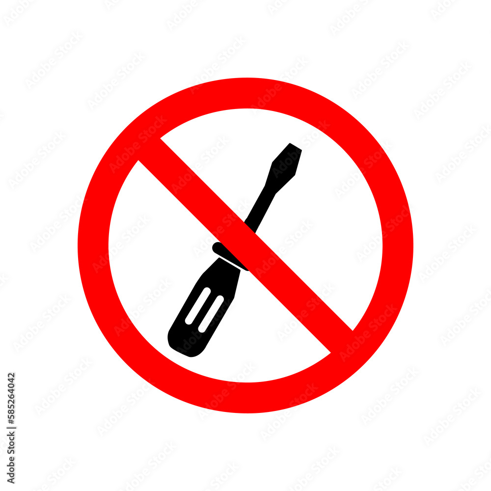 Poster no screwdriver tuning vector icon. flat no screwdriver tuning symbol on white background..eps