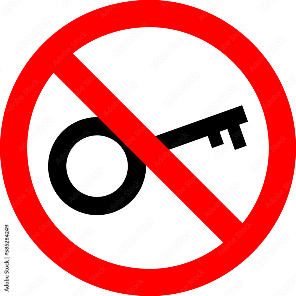 Poster do not use key sign icon. unlock tool symbol. red prohibition sign..eps