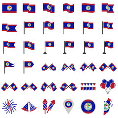 Belize flags icon set, Belize independence day icon set vector sign symbol