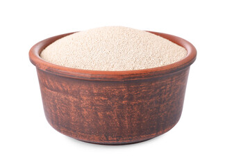 Bowl of active dry yeast isolated on white