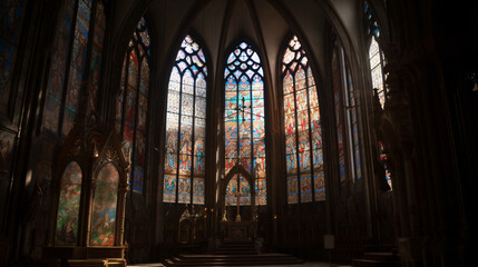 Fototapeta na wymiar stained glass window in cathedral generative ai