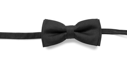 Stylish black bow tie on white background