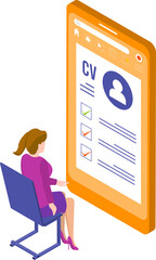 Job recruitment concept with the hiring of Characters applying for jobs. Managers of human resources look through resumes and giving reviews.