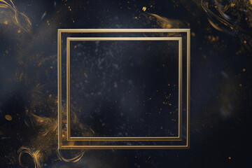 Golden frame on black abstract background. Created with Generative AI Technology