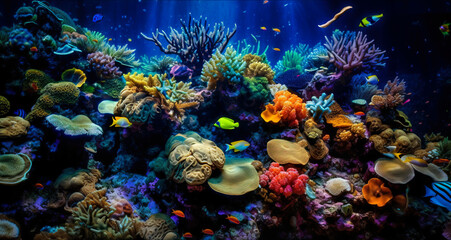 Naklejka na ściany i meble midjourney generated image of a beautiful underwater world