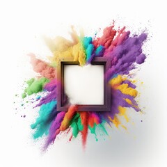 Obraz na płótnie Canvas Exploding of multicolor powder color in square shape with background. Finest generative AI.