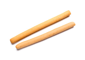 Tasty Italian Grissini on white background