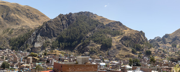 HUANCAVELICA, PERU - JUNE 27, 2022: Panoramic view of the San Cristobal mountain or also called the...