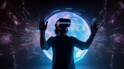 VR-Headset Erfahrung / Virtuelle Realität / Cyber Welt / Ai-generiert