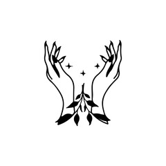 Fototapeta premium vector illustration of hand with leaf concept