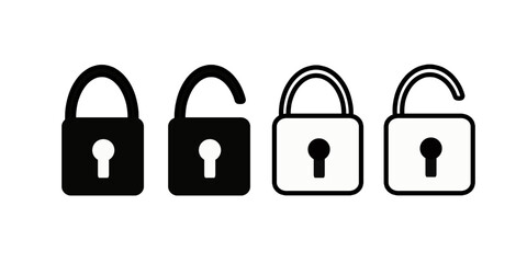 Lock icon set isolated. Flat lock icon sign vector illustration.