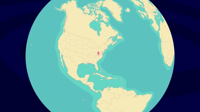 Zooming To Winston-Salem Location On Stylish World Globe