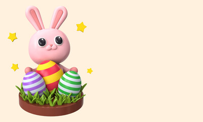 3d illustration for easter day celebration, easter banner template