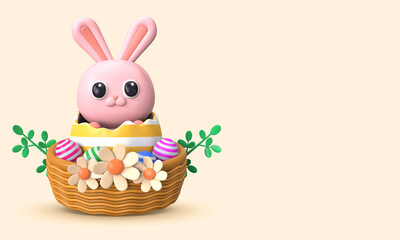 3d illustration for easter day celebration, easter banner template