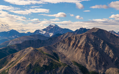Mount Edith Cavell at sunrise seen from Whistler Mountain Peak, Jasper national park, Canada.