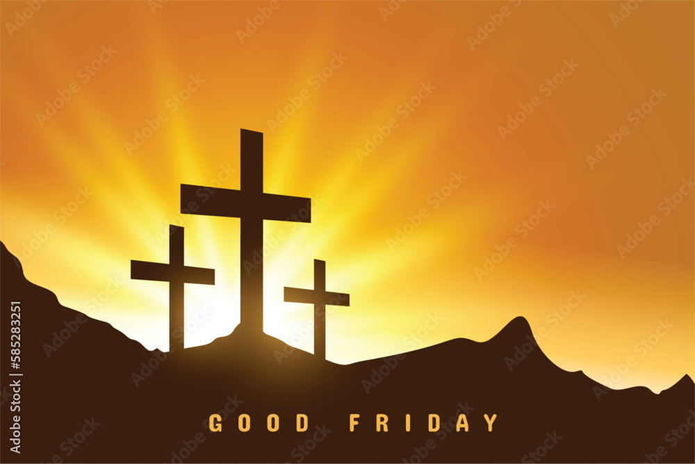 Sticker good friday blessing background with cross sign and light effect