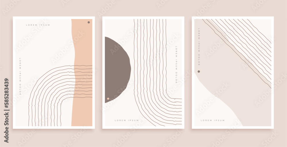 Poster retro style abstract geometric boho stripes design in collection