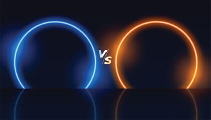 versus vs screen banner with glowing neon frame for duel clash fight