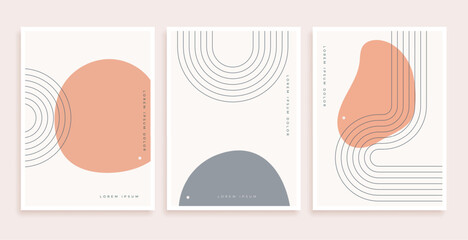 minimal style abstract boho line set for wall art © starlineart