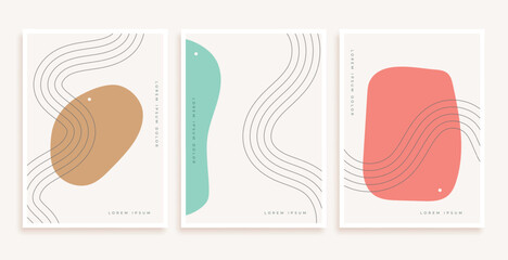 set of abstract geometric shapes wallpaper in boho pattern