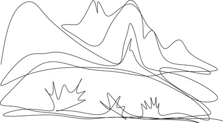 One line art. continues line art. polar bear on a mountain