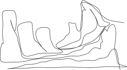One line art. continues line art. hand-drawn sketch illustration of a mountain