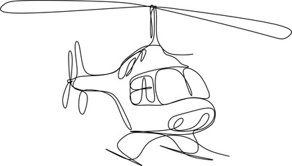 One line art. continues line art. hand drawn illustration of a helicopter
