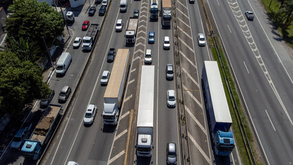 SAO PAULO, BRAZIL, MARCH 24, 2023, aerial view of the Presidente Dutra highway