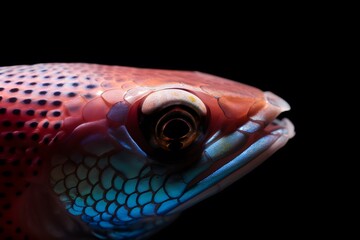 Iridescent dichroic fish isolated on black background