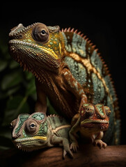 Fototapeta premium Chameleon family portrait