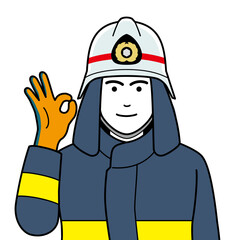 OKサインをだす消防士