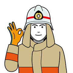 OKサインをだす消防士