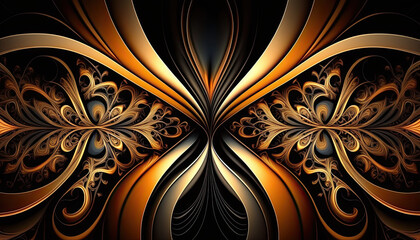 Elegant abstract art background pattern gold on dark background