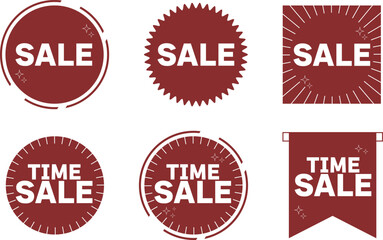 シンプルな赤色のセールのバナーイラストセット
