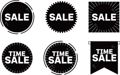 シンプルな黒色のセールのバナーイラストセット