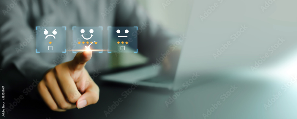 Aufkleber Customer service satisfaction survey feedback for business review rating and best service or finance digital marketing poll or user comment concepts.