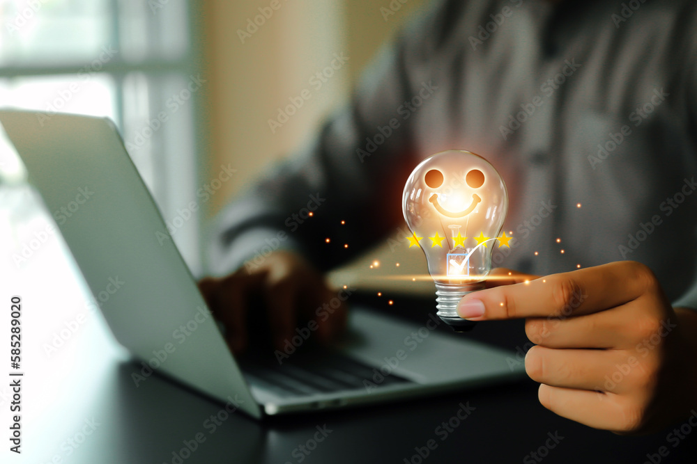 Aufkleber customer service satisfaction survey feedback for business review rating and best service or finance