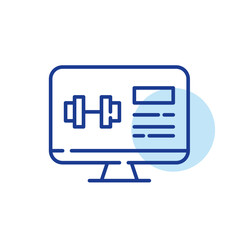 Gym fitness programme app on computer. Pixel perfect, editable stroke line icon