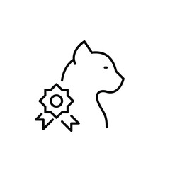 Award-winning cat. Cat profile with prize. Pixel perfect, editable stroke icon