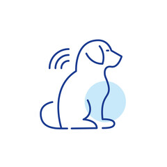 Dog with microchip. Pet registry and identification implant. Pixel perfect, editable stroke line icon